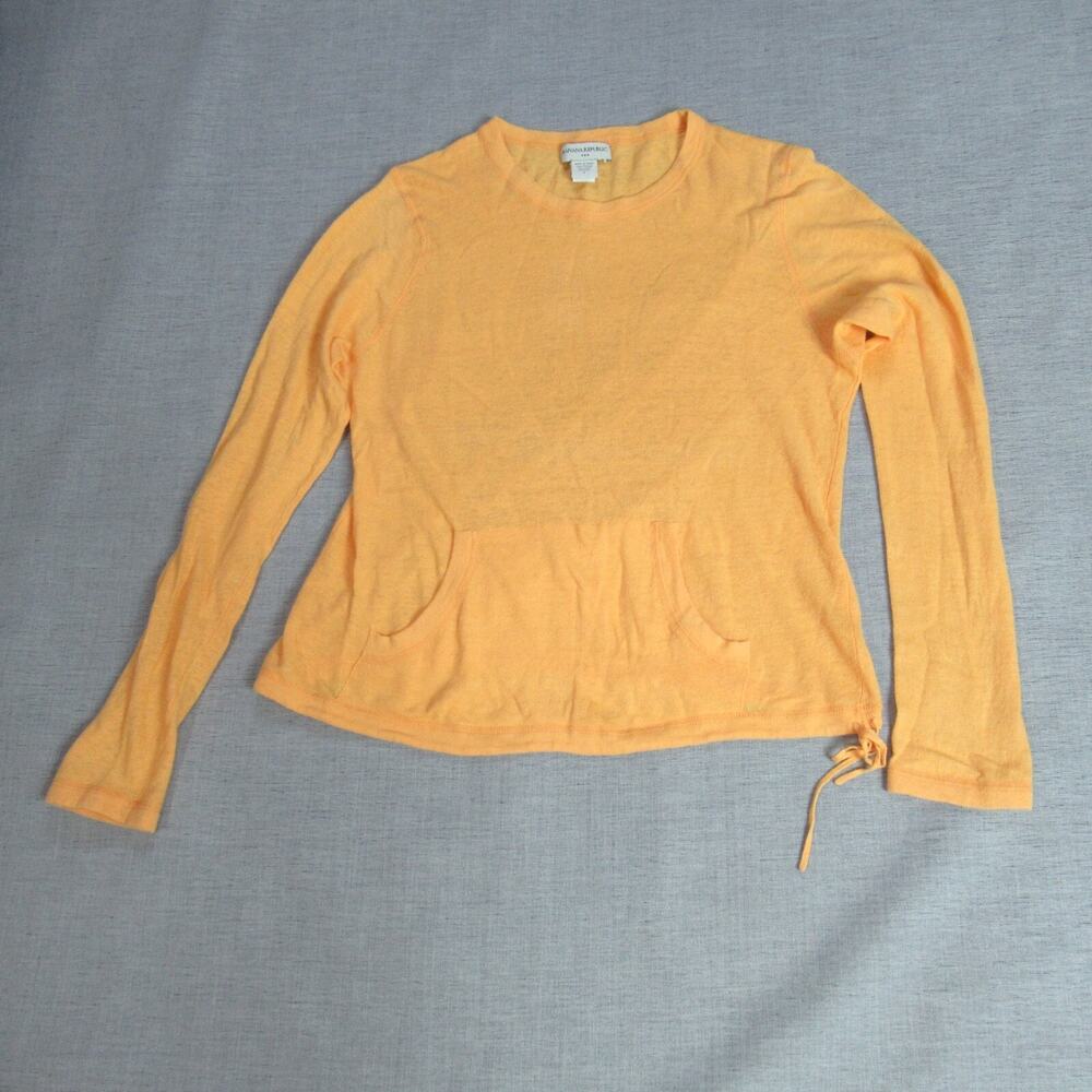 Banana Republic Top Womens Large Orange Knit Crew Neck Pullover Preppy Cozy